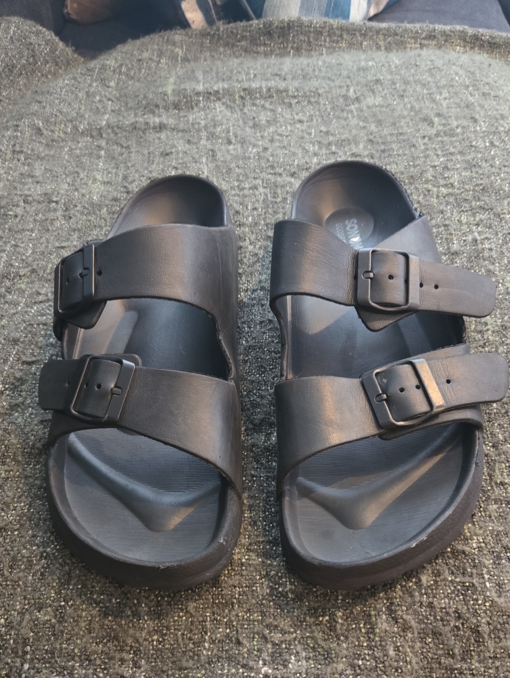 Sonora Black Double Buckle Slide Sandals